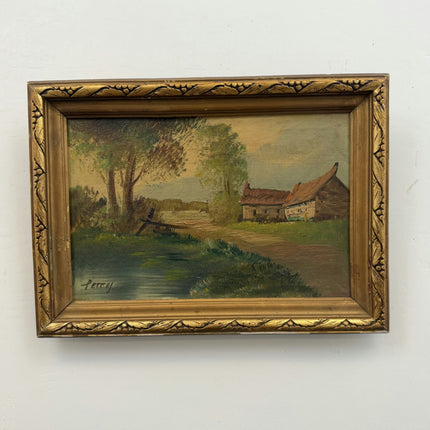 Timeless Landscape Oil Painting "Thatched Cottage" Refined Small Art Holland Art Shop