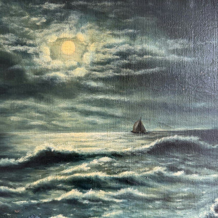 Authentic Seascape Oil Painting "Moonlit Sea" Refined Large Artwork Holland Art Shop