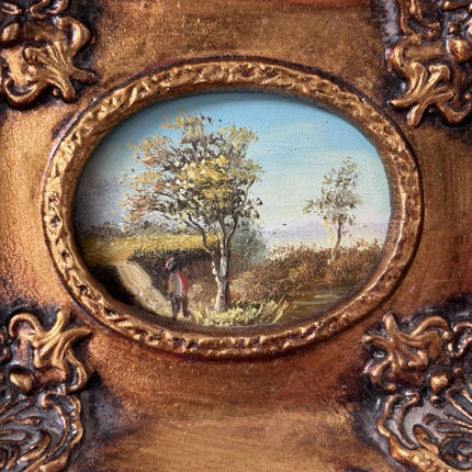 Marvelous Oil Painting Landscape "Harvest Scene" Fine Small Artwork Holland Art Shop