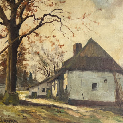 Original Farm Oil Painting "Thatched Cottage" Classic Artwork Holland Art Shop