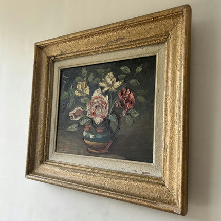 Authentic Floral Still Life Oil Painting "Striped Vase" Classic Small Artwork Holland Art Shop