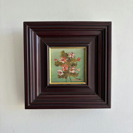 Original Floral Still Life Oil Painting "Dark Frame" Authentic Small Art Holland Art Shop