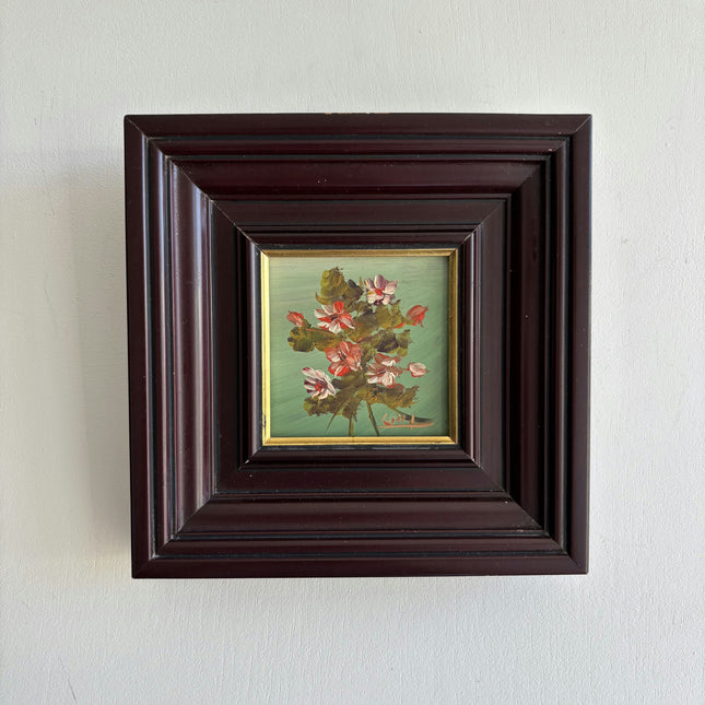 Original Floral Still Life Oil Painting "Dark Frame" Authentic Small Art Holland Art Shop