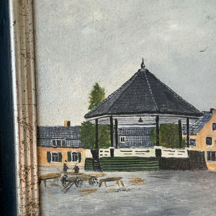 Intriguing Oil Painting Cityscape "Church Steeple" Striking Eindhoven Artwork
