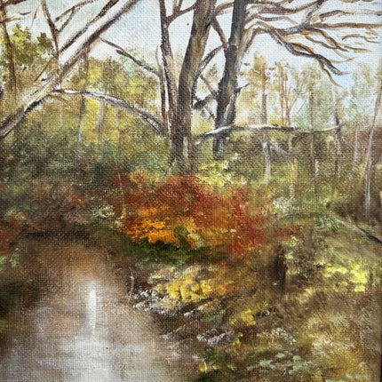 Rustic Landscape Oil Painting "Wooded Stream" Vintage Artwork Holland Art Shop