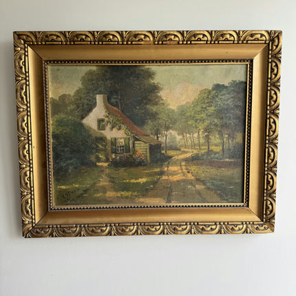 Authentic Landscape Oil Painting "Thatched Cottage" Elegant Art Holland Art Shop