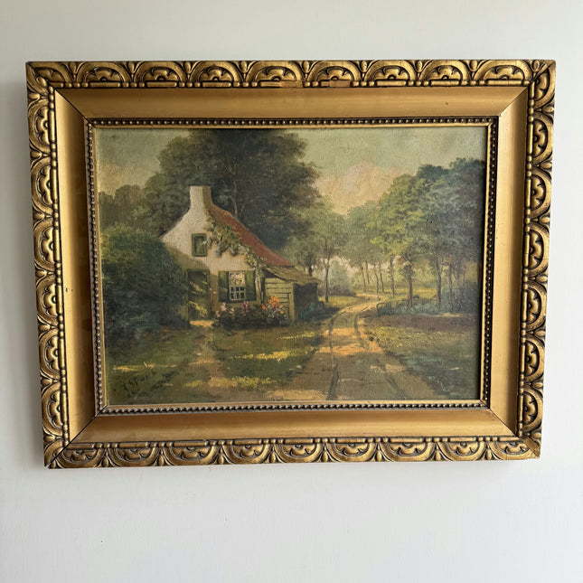 Authentic Landscape Oil Painting "Thatched Cottage" Elegant Art Holland Art Shop