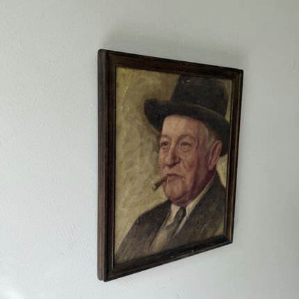 Rustic Portrait Oil Painting "Man With Cigar" Classic Small Artwork Holland Art Shop