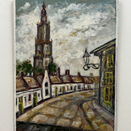 Vintage Cityscape Oil Painting "Church Tower" Timeless Artwork Holland Art Shop
