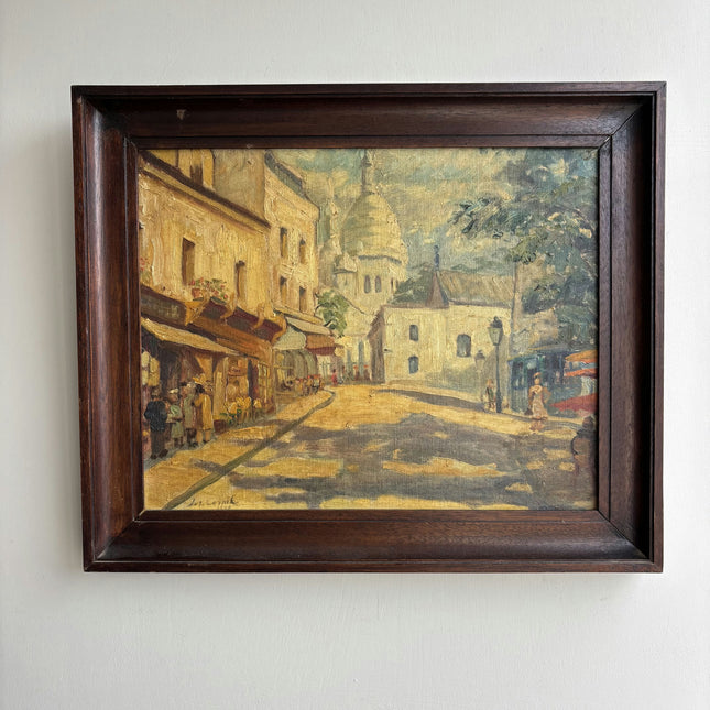 Original Cityscape Oil Painting "Sunlit Street" Handcrafted Belgique Artwork Holland Art Shop