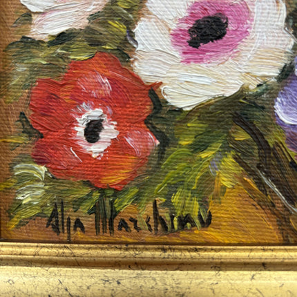 Original Flowery Still Life Oil Painting "Flower Bouquet" Refined Small Art Holland Art Shop