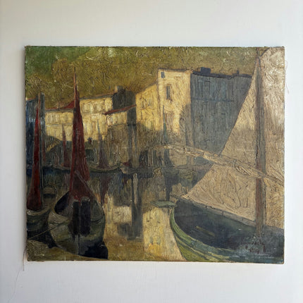 Handcrafted Harbor Scene Oil Painting "Venetian Gondola" Timeless Artwork Holland Art Shop