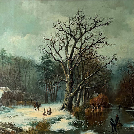 Intriguing Oil Painting Winter Landscape "Snowy Pathway" Traditional Large Art Holland Art Shop