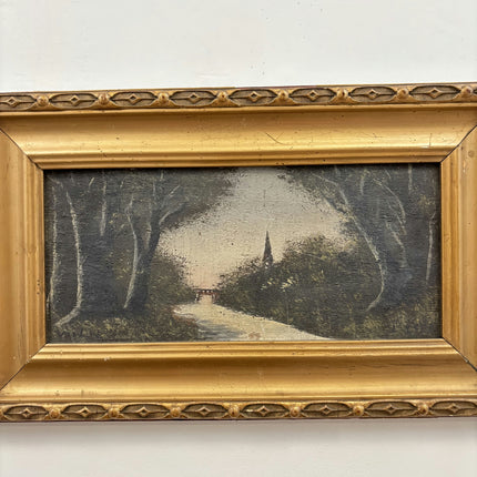 Antique Landscape Oil Painting "Gilded Frame" Original Small Art Holland Art Shop