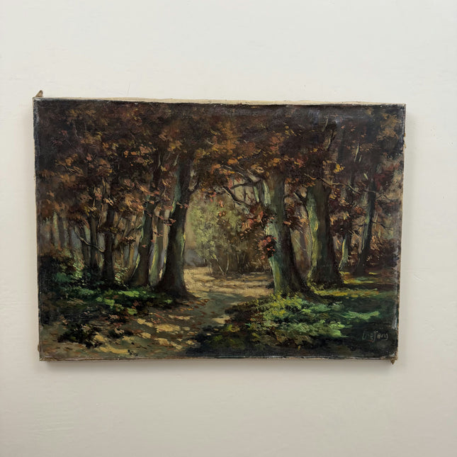 Refined Landscape Oil Painting "Wooded Path" Rustic Large Artwork Holland Art Shop