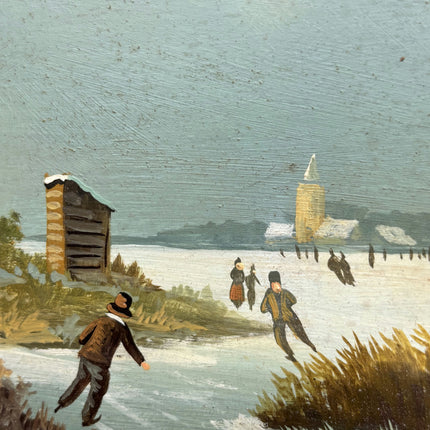 Traditional Winter Landscape Oil Painting "Gilded Frame" Detailed Small Artwork Holland Art Shop