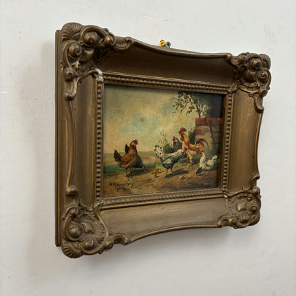 Rustic Animals Oil Painting "Rooster Group" Classic Bogdan Kaudetzky Holland Art Shop