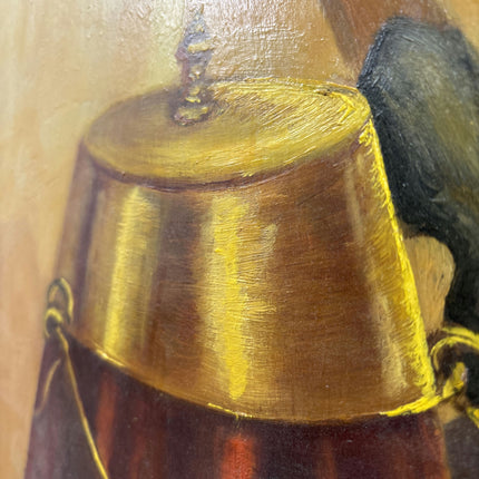 Expressive Still Life Oil Painting "Copper Kettle" Vintage Small Artwork Holland Art Shop