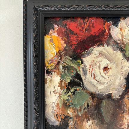 Expressive Oil Painting Flowery Still Life "White Rose" Classic Small Art Holland Art Shop