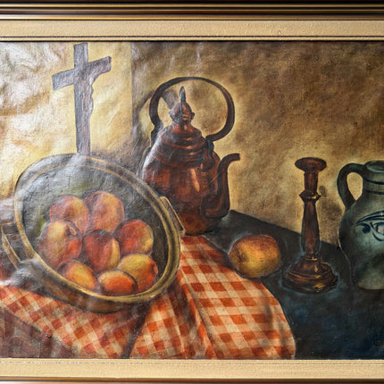 19th Century Antique Still Life Oil Painting "Graffiti Letters" Large Artwork Holland Art Shop