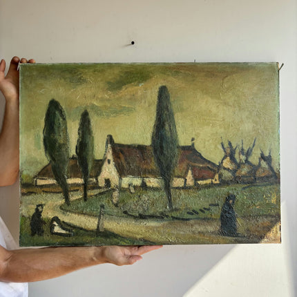 Refined Farm Oil Painting "Country House" Traditional Large Artwork Holland Art Shop
