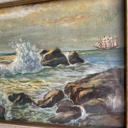 Authentic Seascape Oil Painting "Gold Frame" Elegant Italian Art Holland Art Shop