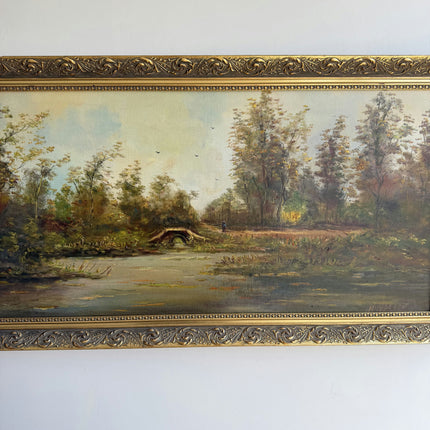 Original Landscape Oil Painting "Stone Bridge" Timeless Large Art Holland Art Shop