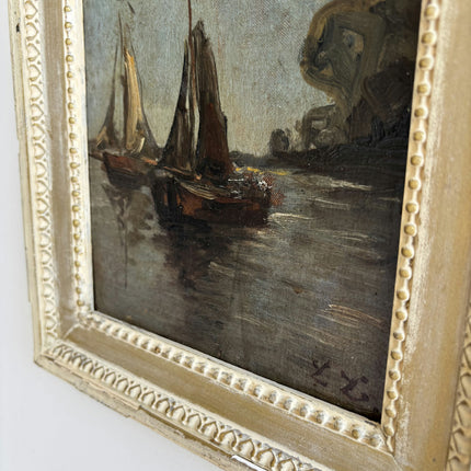 Traditional Harbor Scene Oil Painting "Sailing Boat" Expressive Dutch Artwork Holland Art Shop