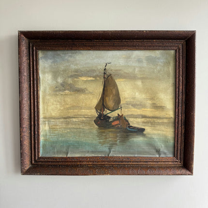 Vintage Seascape Oil Painting "Fishing Boat" Elegant Art Holland Art Shop