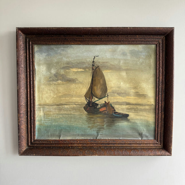 Vintage Seascape Oil Painting "Fishing Boat" Elegant Art Holland Art Shop