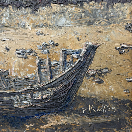 Timeless Landscape Oil Painting "Old Boat" Original Art Holland Art Shop