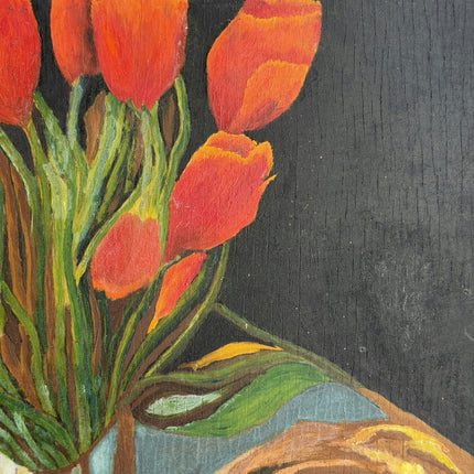 Elegant Still Life Oil Painting "Red Tulips" Original Art Holland Art Shop