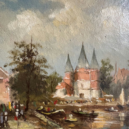 Antique Harbor Scene Oil Painting "Gilded Frame" Classic Art Holland Art Shop
