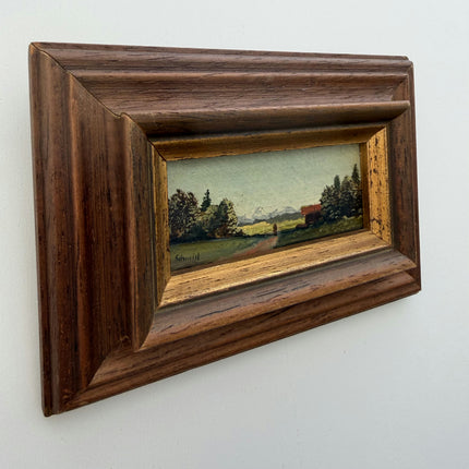 Elegant Landscape Oil Painting "Wooden Frame" Expressive Small Art Holland Art Shop
