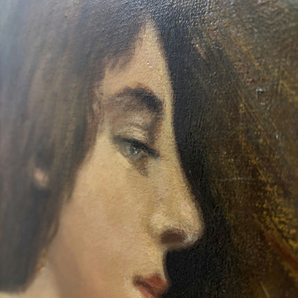Antique Portrait Oil Painting "Young Woman" Traditional Artwork Holland Art Shop