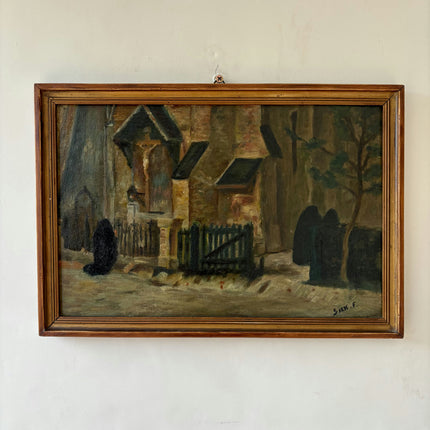 Detailed Cityscape Oil Painting "Framed Painting" Traditional Small Art Holland Art Shop