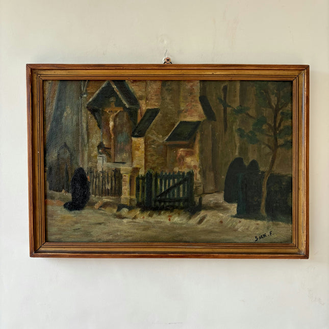 Detailed Cityscape Oil Painting "Framed Painting" Traditional Small Art Holland Art Shop