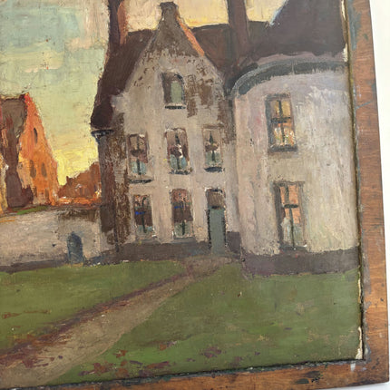 Detailed Cityscape Oil Painting "Row Houses" Refined Art Holland Art Shop