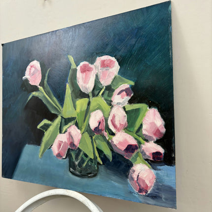 Classic Floral Still Life Oil Painting "Pink Tulips" Handcrafted Art Holland Art Shop