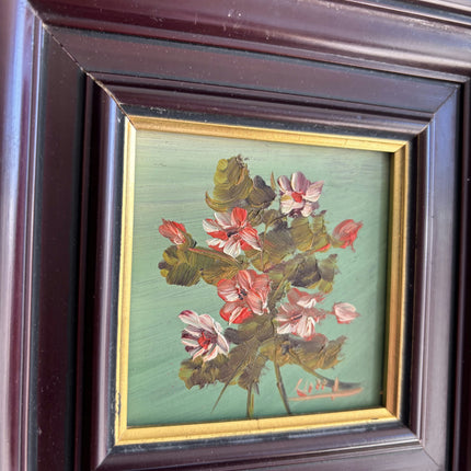 Original Floral Still Life Oil Painting "Dark Frame" Authentic Small Art Holland Art Shop