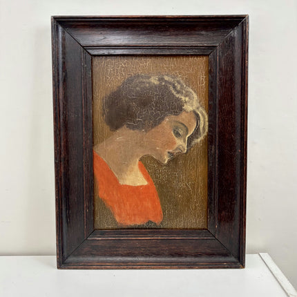 Timeless Portrait Oil Painting "Womans Profile" Rustic Small Art Holland Art Shop