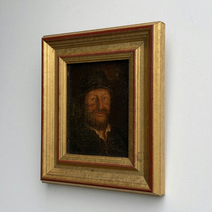 Antique Portrait Oil Painting "Gilded Frame" Handcrafted Small Artwork Holland Art Shop