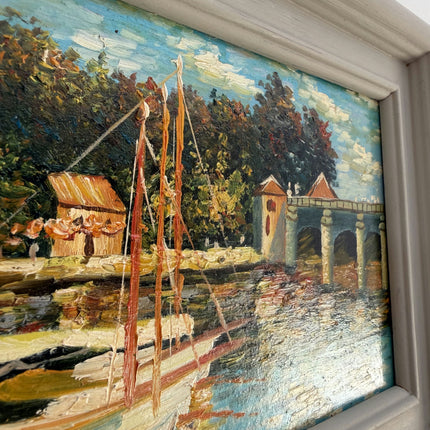 Fine Oil Painting Scenery "Sailing Boat" Striking Small Art