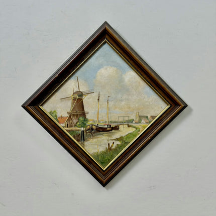 Traditional Still Life Oil Painting "Dutch Windmill" Timeless Small Art Holland Art Shop