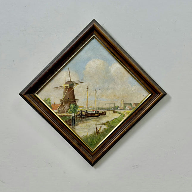 Traditional Still Life Oil Painting "Dutch Windmill" Timeless Small Art Holland Art Shop