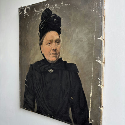 19th Century Antique Portrait Oil Painting "Elderly Woman" Artwork Holland Art Shop