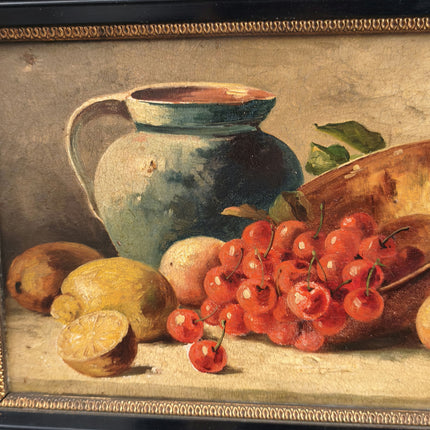 Handcrafted Still Life Oil Painting "Cherry Bunch" Timeless Small Art Holland Art Shop