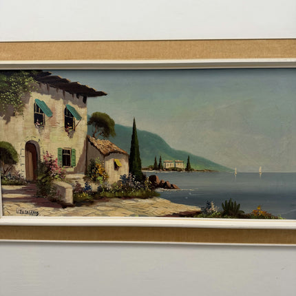 Traditional Seascape Oil Painting "Coastal Villa" Expressive Large Art Holland Art Shop