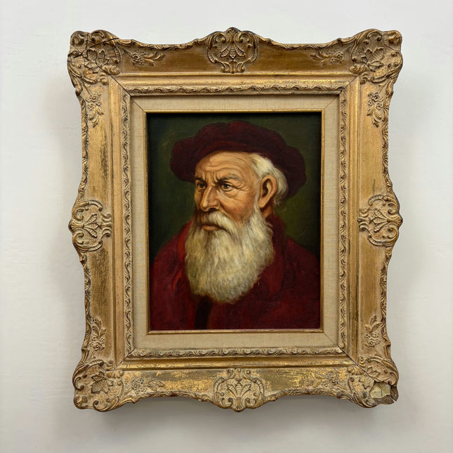 Vintage Portrait Oil Painting "Bearded Man" Rustic Art Holland Art Shop