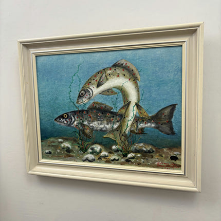 Handcrafted Animals Oil Painting "Leaping Fish" Classic Art Holland Art Shop